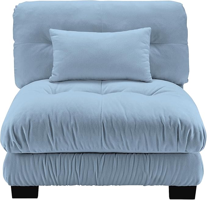 Armless Sofa W/1 Pillow - Blue