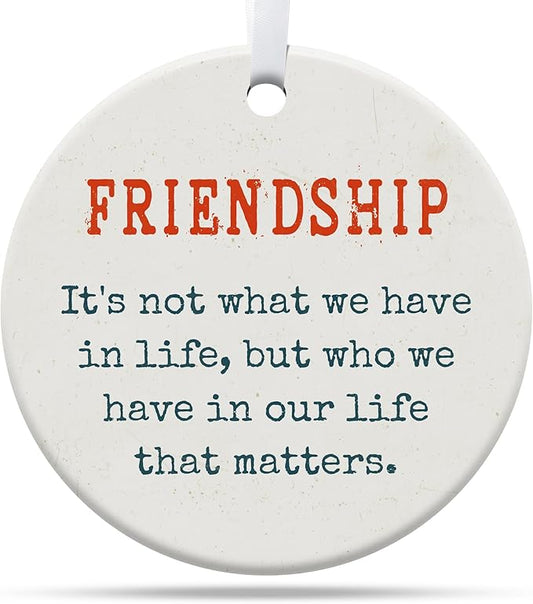 Friendship Gifts for Women, Best Friend, Funny, Work Besties, Sister, Friend Ornaments for Women, Ceramic Christmas Ornaments (Friendship 2)