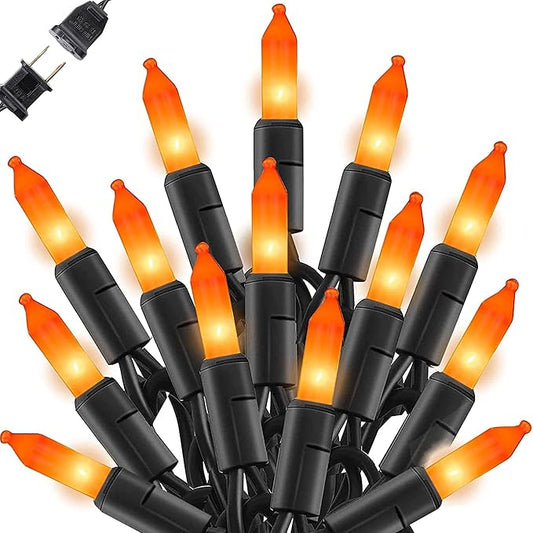 Dazzle Bright Orange Halloween Lights, 40FT 200 Count Mini String Lights, Waterproof Halloween Decorations for Outdoor Indoor Patio Home Party Garden Yard Decor