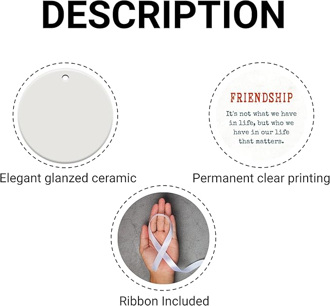Friendship Gifts for Women, Best Friend, Funny, Work Besties, Sister, Friend Ornaments for Women, Ceramic Christmas Ornaments (Friendship 2)