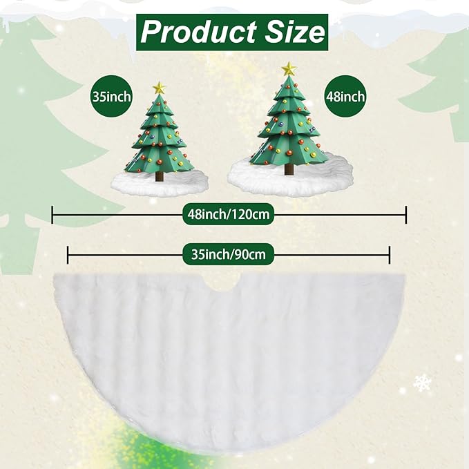 48 Inch Rabbit Fur Christmas Tree Skirt White Plush Skirt for Merry Christmas Party Christmas Tree Decoration