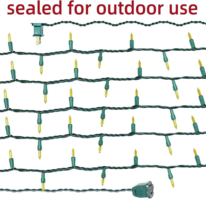 Green Wire, Yellow Incandescent Bulb 100 Mini String Lights for Indoor Christmas Tree Garland Birthday Wedding Party Festival Decoration