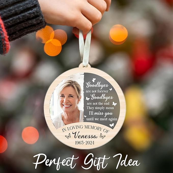 2025 Personalized Memorial Acrylic Ornament - Christmas, Birthday, for Loss of Loved One - Custom Photo, Name, Year in Loving Memory Keepsake Decoration