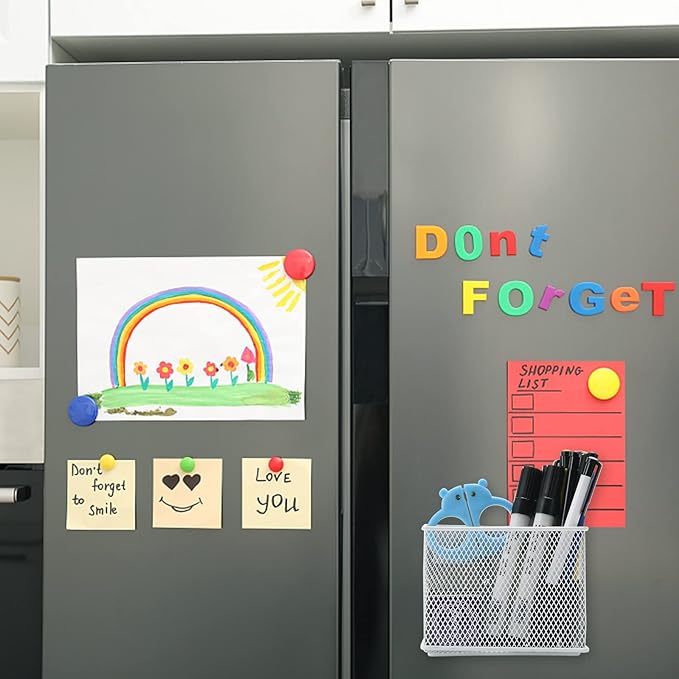 dedoot Magnetic Pencil Holder, Locker Pencil Holder Strong Magnetic Holder for Whiteboard Marker, 4.7x2.3x3.7inch Black Mesh Magnetic Holder for Fridge, Sponge, Recipe, Beverage,White