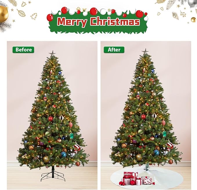 Eternal Beauty Christmas Tree Skirt, 36 Inch White Iridescent Sequin Tree Skirt Small Xmas Tree Skirt for Christmas Tree Decorations