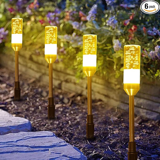 B-right LED Pathway Lights Outdoor, 6 Pcs Path Lights 570 Lumens AC Plug 12V Low Voltage Landscape Lighting, Extendable IP65 Waterproof Outdoor Garden Light for Patio Yard Walkway, Warm White 2700K