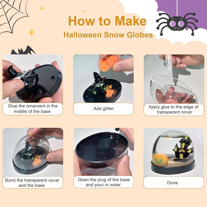 Halloween Snow Globes Making Kit - Make Your Own Snow Globes, Halloween Crafts for DIY Water Globes, Halloween Activities and Gift, Halloween Decorations for Home(6 Packs)
