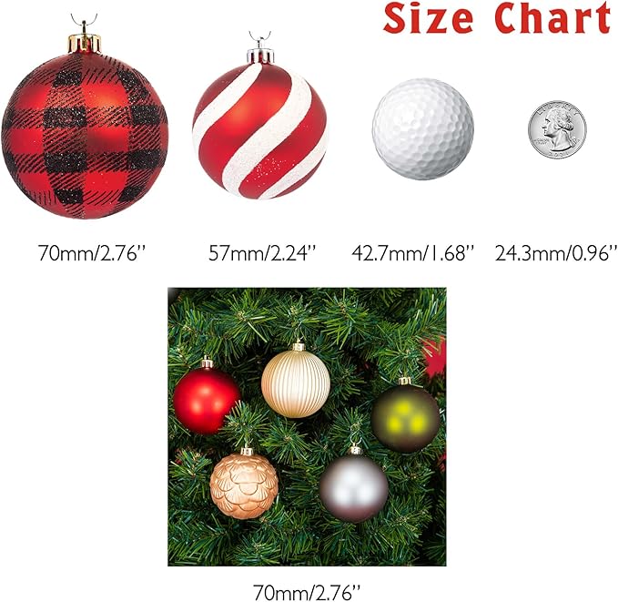Every Day is Christmas Ornaments, Shatterproof Christmas Tree Ornament Set, Christmas Balls Decoration 35 Count (2.75"/70mm, New Woodland)