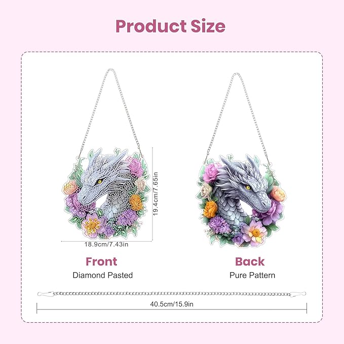 EOBROMD Diamond Hanging Art Kits for Adults, Dragon Diamond Art Painting Window Pendant Kits Suncatchers, DIY Special Shaped Rhinestone Adults, Home Wall Decor