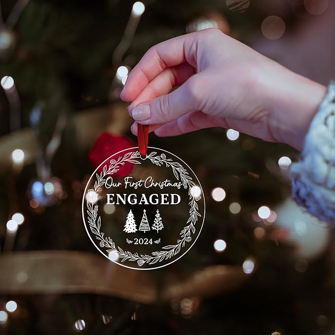 Engagement Gifts for Bride, Our First Christmas Engaged 2024, Christmas Ornaments Newlywed Gifts for Her, Wedding Gift for Couple, Engagement Ornament 2024, Engaged Christmas Tree Ornament