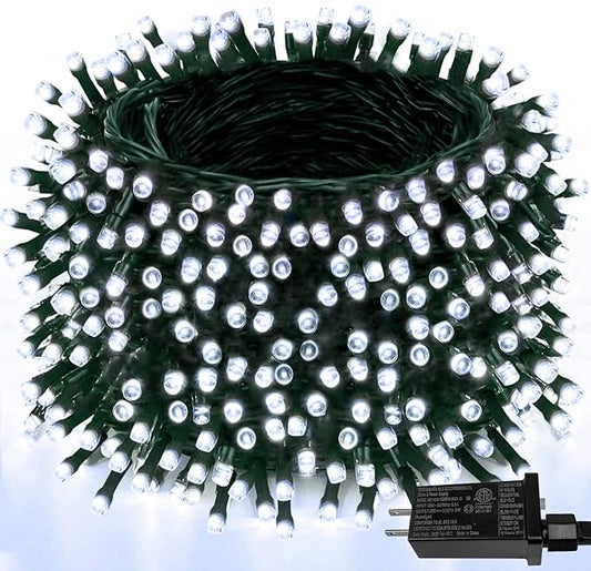 1000 LED Christmas Lights Outdoor Indoor, Super Long 330 FT Green Wire Plug In String Lights with 8 Modes & Timer & Memory, Waterproof Fairy Light for Xmas Tree Party Garden Decorations, Cool White
