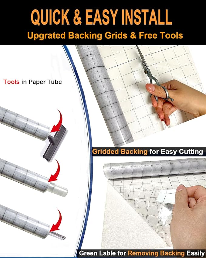 Frosted Glass Window Privacy Film Decorative, Bathroom Window Privacy Film for Glass Windows Cover, Static Cling, Removable, Reusable, Anti-UV, Anti-Glare, Heat Blocking, 17.5 by 78.74 inch