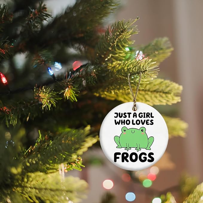 Frog Ornament, Ceramic Christmas Xmas Keepsake Decoration for Frog Lovers