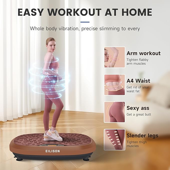 EILISON FitMax 3D XL Vibration Plate Exercise Machine - Whole Body Workout Vibration Platform w/Loop Bands - Lymphatic Drainage Machine for Weight Loss, Shaping, Wellness, Recovery