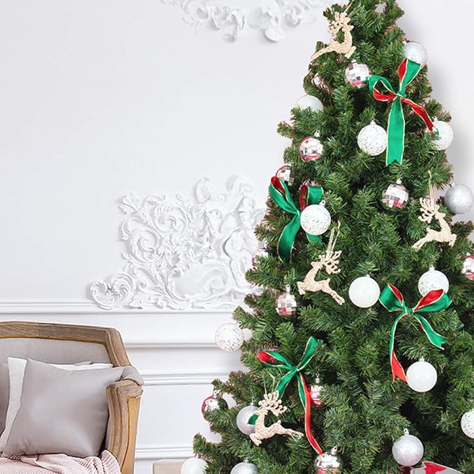 Every Day is Christmas Ornaments, Shatterproof Christmas Tree Ornament Set, Christmas Balls Decoration 35 Count (2.75"/70mm, White Silver)