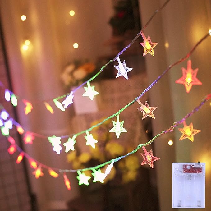 Star String Lights, LED Fairy Christmas Lights with Battery Operated,Waterproof Indoor Outdoor Star Light for Bedroom Tent Loft Bed Patio Party Wedding Holiday Camping Decor