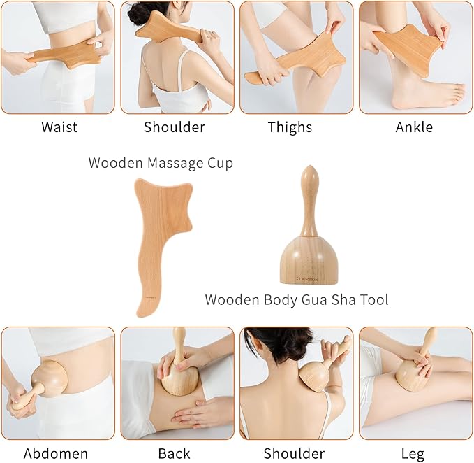 7 Pack Wood Therapy Massage Tools for Body Shaping Set, Cellulite Massager,Maderoterapia Kit Colombiana, Lymphatic Drainage Massager Tools for Neck Back Waist Pain Relief
