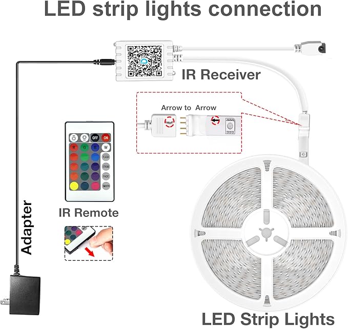 DAYBETTER Led Strip Lights 400 ft (4 Rolls of 100 ft) Color Changing Lights Strip for Bedroom, Desk, Indoor Room Bedroom Valentine Decor, with Remote and 24V Power Supply