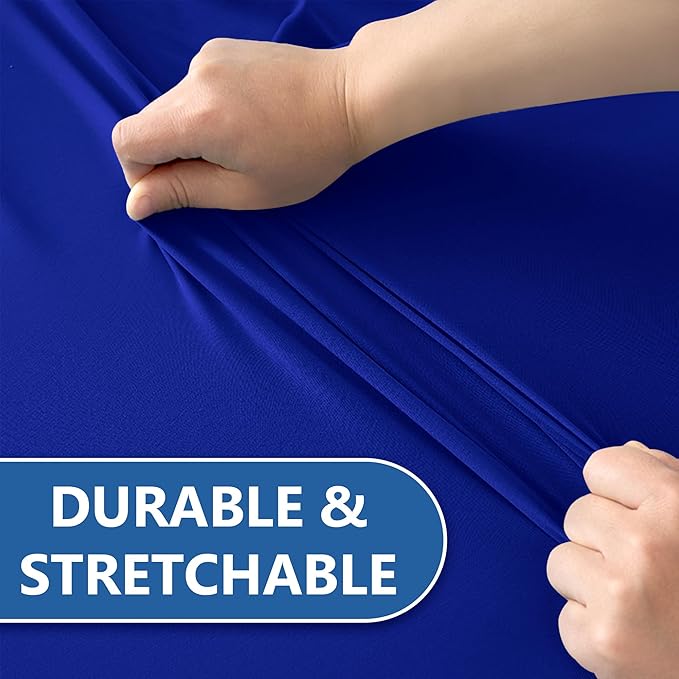 Fitted Tablecloth for 8 Foot Rectangle-6 Pack Royal Blue Elastic Outdoor Picnic Table Cover-Spandex Stretch Folding Table Cloths 8ft for Camping Dining Room Patio Kitchen Banquet Party