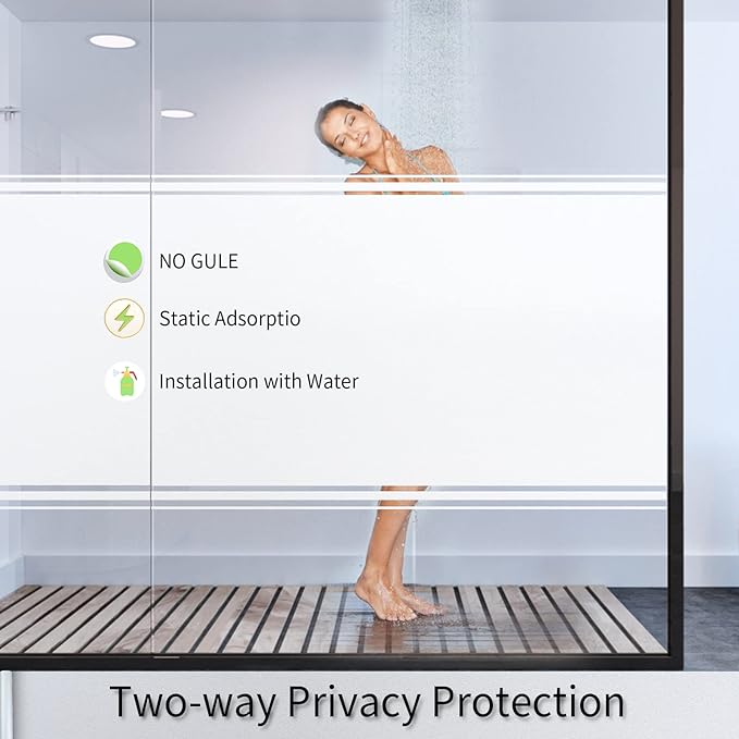 Frosted Glass Window Film with Tools,Reusable Window Privacy Film,Static Clings Window Film Kit for Home Bathroom and Office. (White, 35.4Inch×196.9Inch)