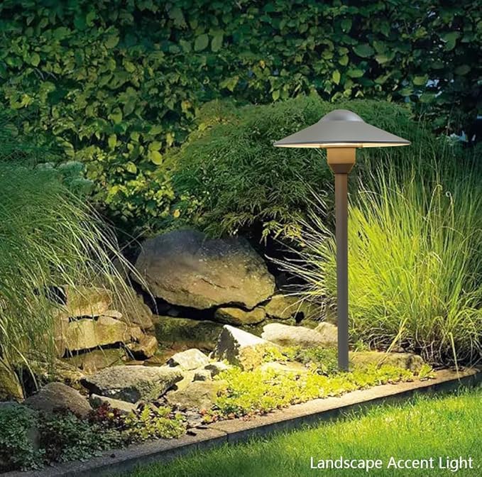 Arrownine Cast Aluminum Low Voltage Outdoor Pathway Light Walkway Landscape Path Lights Included Ground Spike,Wire Connectors Free Replaceable 3 Watts G4 LED Bulb Warm White 2-Pack Bronze Finish