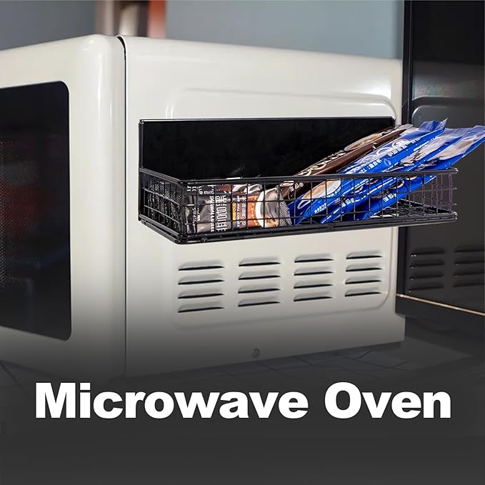 Magnetic Basket, Magnetic Shelf for Fridge, Magnetic Spice Rack for Refrigerator Magnetic Locker Organizer Holder for Office Kitchen Classroom Storage, Black-Low, 9.44" x 4" x 1.77"