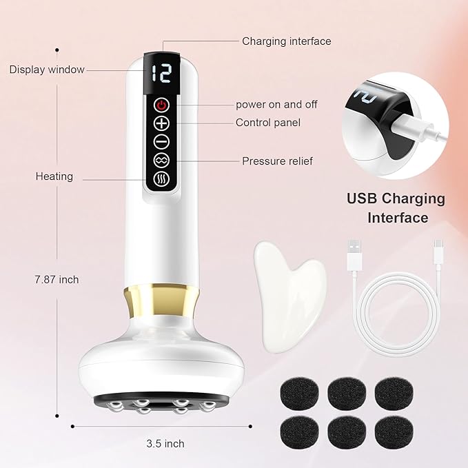 Electric Handheld Cellulite Massager with 12 Suction Modes, Cellulite Remover Tool for Legs, Belly, Thighs, Arms, Butt- Birthday, Christmas, Mothers Day, Valentines Day Gifts for Her Women (White)