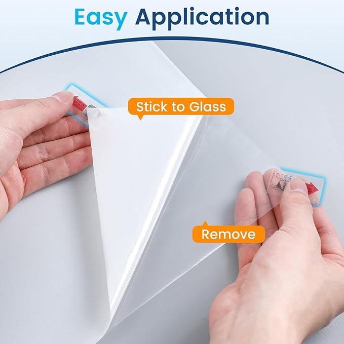 DOWELL Window Privacy Film, Frosted Glass Window Film, Static Cling Non-Adhesive Glass Clings, Sun Blocking Opaque Door Coverings, Reusable Door Sticker for Bathroom Home Office, White, 17.5" x 118.1"