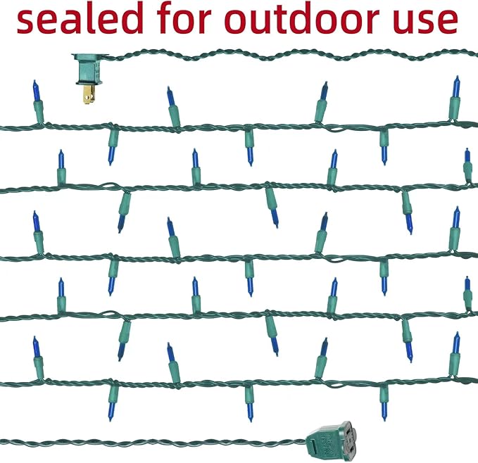 Green Wire,Blue Incandescent Bulb 100 Mini String Lights for Indoor Christmas Tree Garland Birthday Wedding Party Festival Decoration