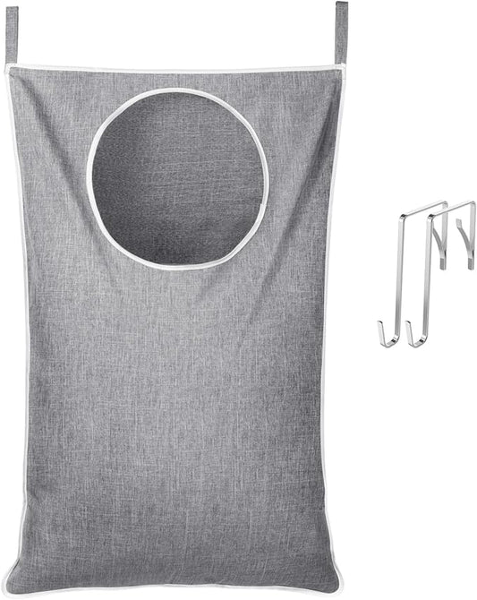 Lifewit Over Door Laundry Hamper, Large Collapsible Hanging Laundry Hamper, Hanging Laundry Basket Bag for Bathroom Bedroom Dirty Clothes Storage Organizer, Light Gray