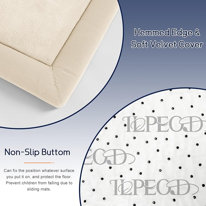 Baby Play Mat for Floor Tummy Time Nursery Rug Muscle Mat Area Playroom Rug Tatami 50 * 50" Memory Foam 1.3" Thick Crawling Mat For Babies,Toddlers, Infants, Kids(Beige)