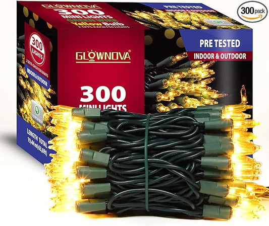 Green Wire,Yellow Incandescent Bulb 300 Mini String Lights for Indoor Christmas Tree Garland Birthday Wedding Party Festival Decoration