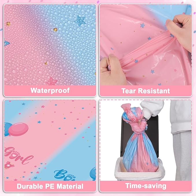 3 Pack Gender Reveal Plastic Tablecloth, 54 X 108 Inch Boy or Girl Disposable Table Cloth for Rectangle Table Waterproof Tablecloth for Gender Reveal Baby Shower Birthday Holiday Party