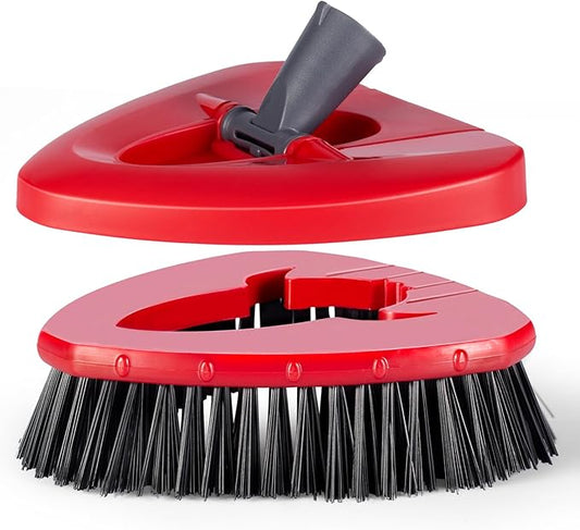 Scrub Brush with Refill Base, Spin Mop Head Scrubber Replacement Compatible with O Cedar EasyWring 1-Tank System, Hard Bristles Floor Scrubber, Tub & Tile Cleaning Brush for Bathroom, Kitchen, Patio