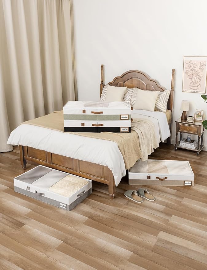 StorageWorks Large Under Bed Storage Containers with Handles and Label Holder, 2 Pack Ultra-thick Fabric Underbed Bins, Closet Organizer for Clothes, Blankets, Sweater