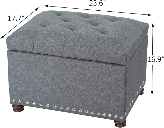 Joveco Storage Ottoman Bench Rectangular Fabric Organization Foot Rest, 24 Inch Modern Tufted Bedroom Foot Stool and Seat for Entryway, Bedroom, Living Room