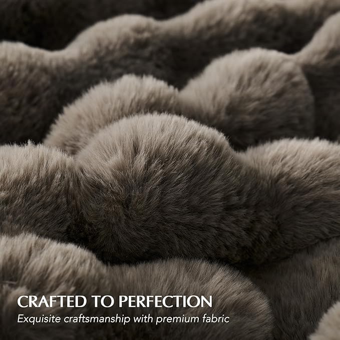 EVERGRACE Ultra Soft Luxury Fluffy Faux Rabbit Fur Throw Blanket, Thick Warm Fuzzy Blankets for Bed, Cozy Plush Reversible Blanket for Couch, Chair, Sofa, Dark Taupe, 50x60 Inches, 870 GSM