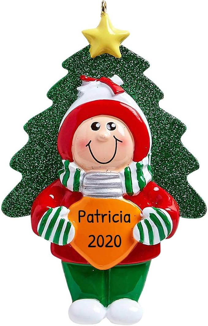 3D Toddler Ornaments for Christmas Tree 2025 - Bulb Tree Santa Hat Ornament for Kids Cozy Pajama Ornament for Girl Personalized Christmas Ornaments for Kids Gifts for Girls Toddler Girl Decorations