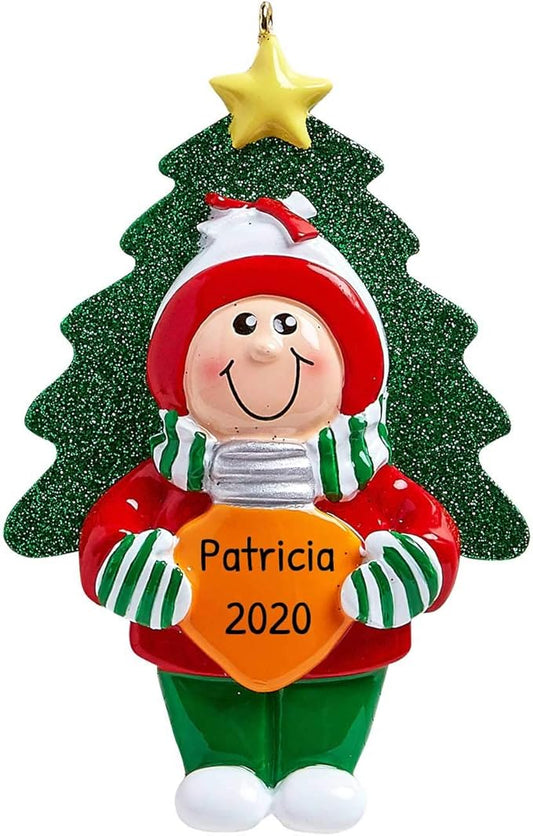 3D Toddler Ornaments for Christmas Tree 2025 - Bulb Tree Santa Hat Ornament for Kids Cozy Pajama Ornament for Girl Personalized Christmas Ornaments for Kids Gifts for Girls Toddler Girl Decorations