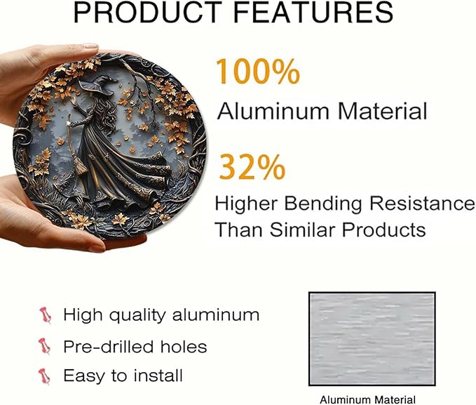 Fanyil/Olygee/Sherum/Shirem/Pubyfun/Glosrity/Libilin/Graddi/Solymody/Gowebs/Goredny/Vianys Witching Hour, Door Way Hanging Decor Halloween, 2D Wooden Round Witches Sign (C, 11.8")