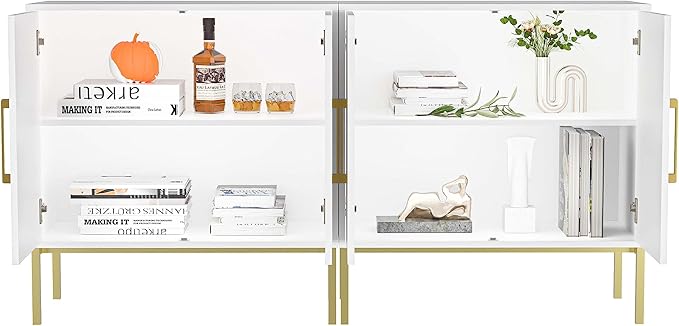 LYNSOM TV Stand for 55 Inch TV, Wood Entertainment Center with Storage Cabinet, TV Cabinet Black, Long Console Table for Living Room, Bedroom