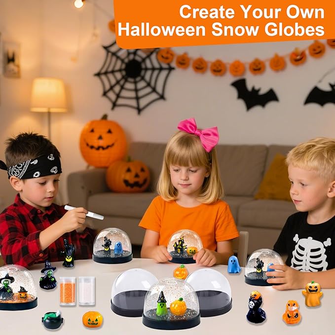 Halloween Snow Globes Making Kit - Make Your Own Snow Globes, Halloween Crafts for DIY Water Globes, Halloween Activities and Gift, Halloween Decorations for Home(6 Packs)