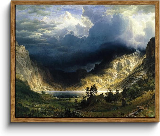 VIYYIEA Framed Canvas Wall Art Home Decor Landscape Wall Art for Living Room Vintage Natural Oil Painting Picture Beautiful Scenery Office Decor Bedroom Wall Decor -Rocky Mountain 9x11in