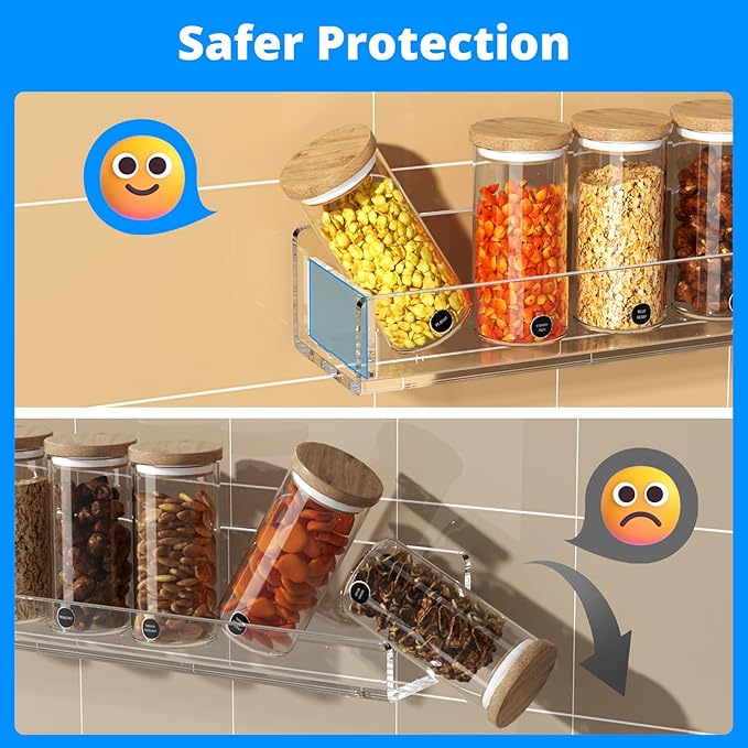 NIUBEE Wall Mounted Spice Rack Organizer,3 Pack Clear Acrylic Spice Shelf Storage Holder,Hanging Seasoning Rack Organizer for Wall Kitchen Pantry Cabinet Door