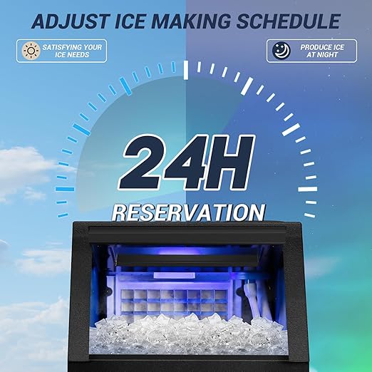 Commercial Ice Maker Machine 120LBS/24H with 30LBS Storage Bin, 15" Wide Undercounter/Freestanding Ice Maker Machine for Home Bar Outdoor, 40PCS Ice Cubes Ice Machine, Self Cleaning