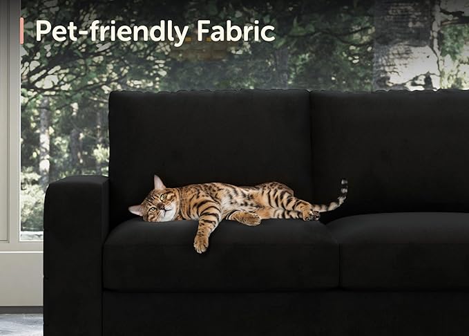 HONBAY Sectional Sleeper Sofa with Pull Out Bed U-Shape Sectional Couch with Storage Chaise 6 Seater Sleeper Sectional Sofa Bed, Velvet Black