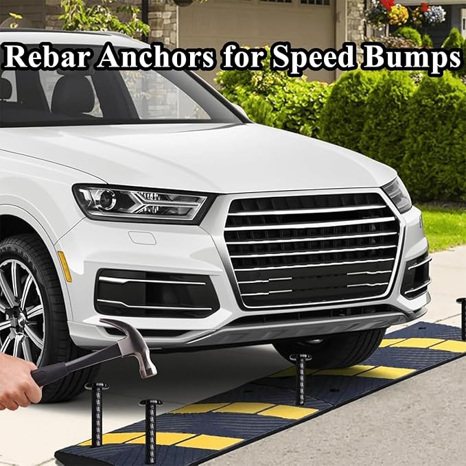 16 Inch Rebar Stakes 20 Pack Heavy Duty Ground Anchors 1/2 Inch Diameter Galvanized Steel Asphalt Anchoring Metal Spikes for Speed Bump, Parking Curb and Camping Tent