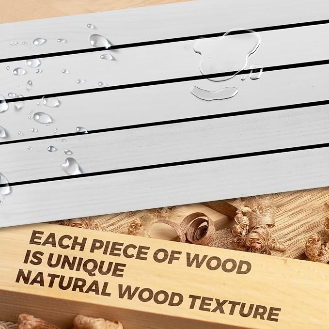 24"x6.8"x1.6" Slanted Floating Wall Shelves 2-Pack - Rustic White Finish, Heavy-Duty Solid Wood Design with Hidden Brackets - Perfect for Living Room, Kitchen, Bathroom, or Office