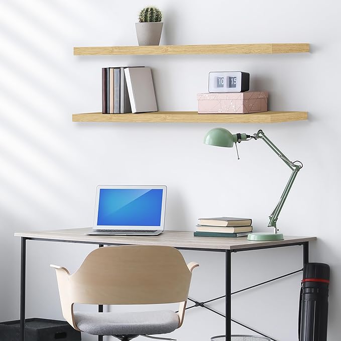 Sorbus Floating Shelves for Wall - 48 Inch Long Bathroom Shelves, Wall Decor for Bedroom, Kitchen, Living Room & Book Storage - Mounted Floating Shelf with Invisible Brackets (Maple Wood, 3 Pack)