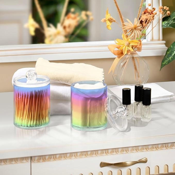 Rainbow Pastel 2PC Airtight Transparent Plastic Storage Jar Food Storage Container Plastic for Food Herbs Tea etc with Storage Lid easy to use and clean With lid Easy To Use